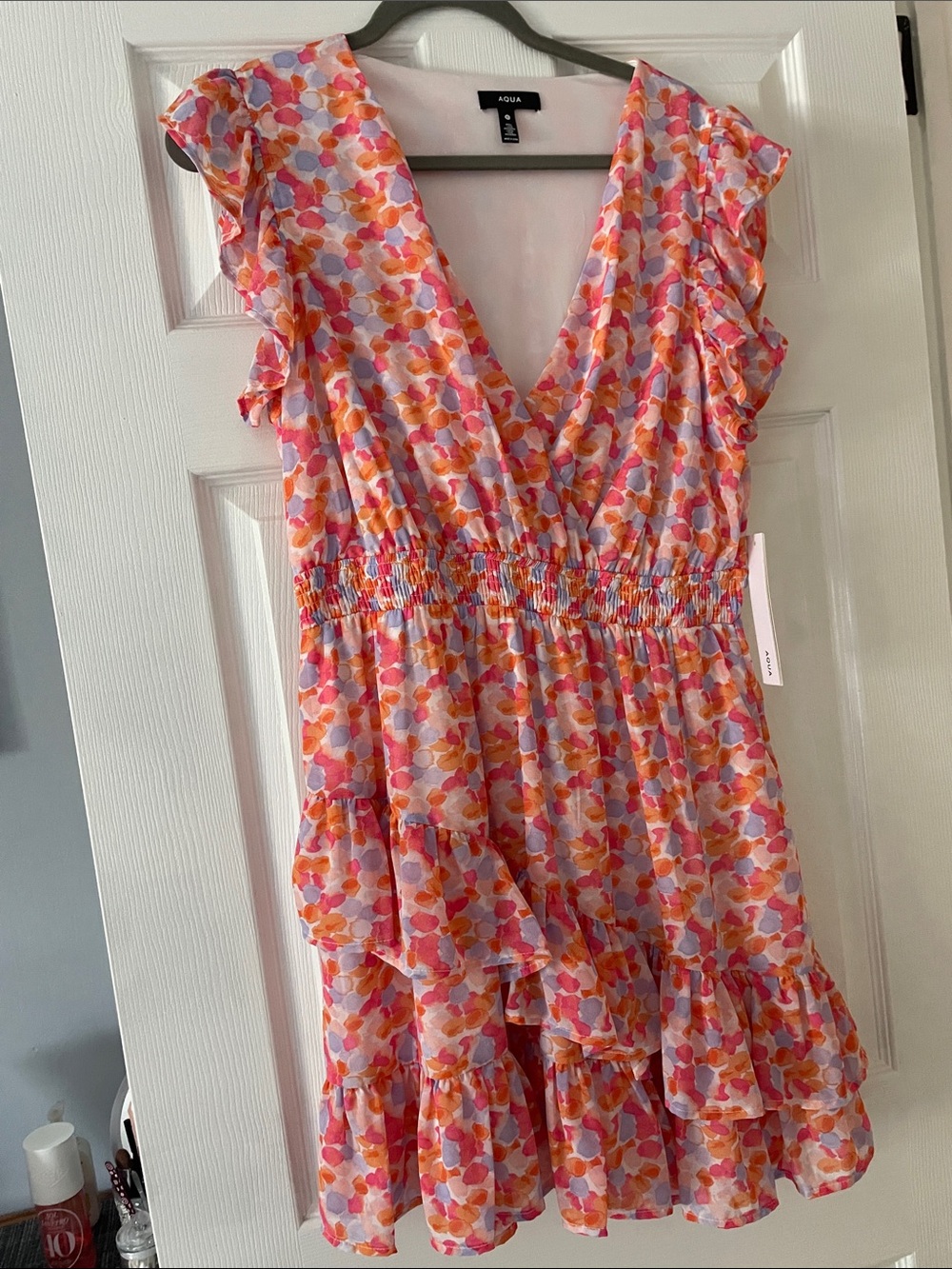 Aqua woman’s Pink Orange Floral One-Piece Dress